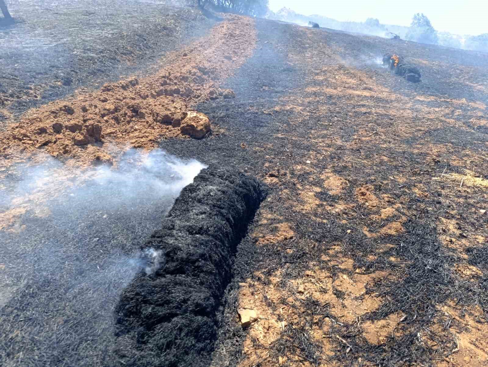 Sındırgı’da samanlar tarlada yandı
