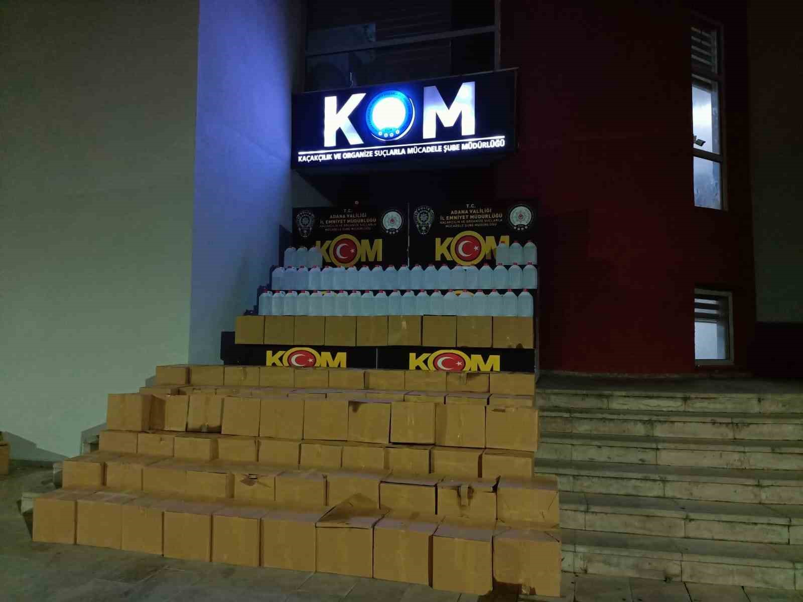 Adana’da 1 ton 690 litre kaçak etil alkol ele geçirildi