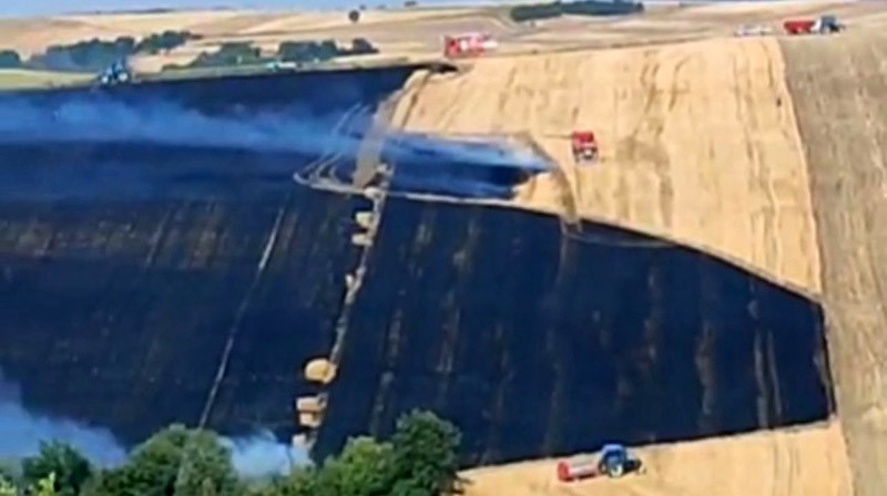 Edirne’de 30 dönümlük buğday tarlası alev alev yandı
