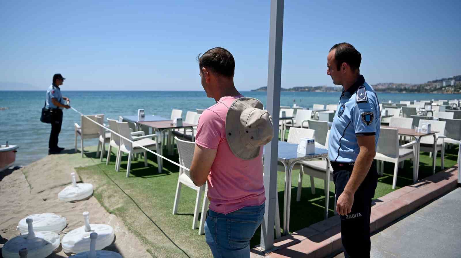 Kuşadası plajlarında ‘Kıyı Kanunu’ denetimi