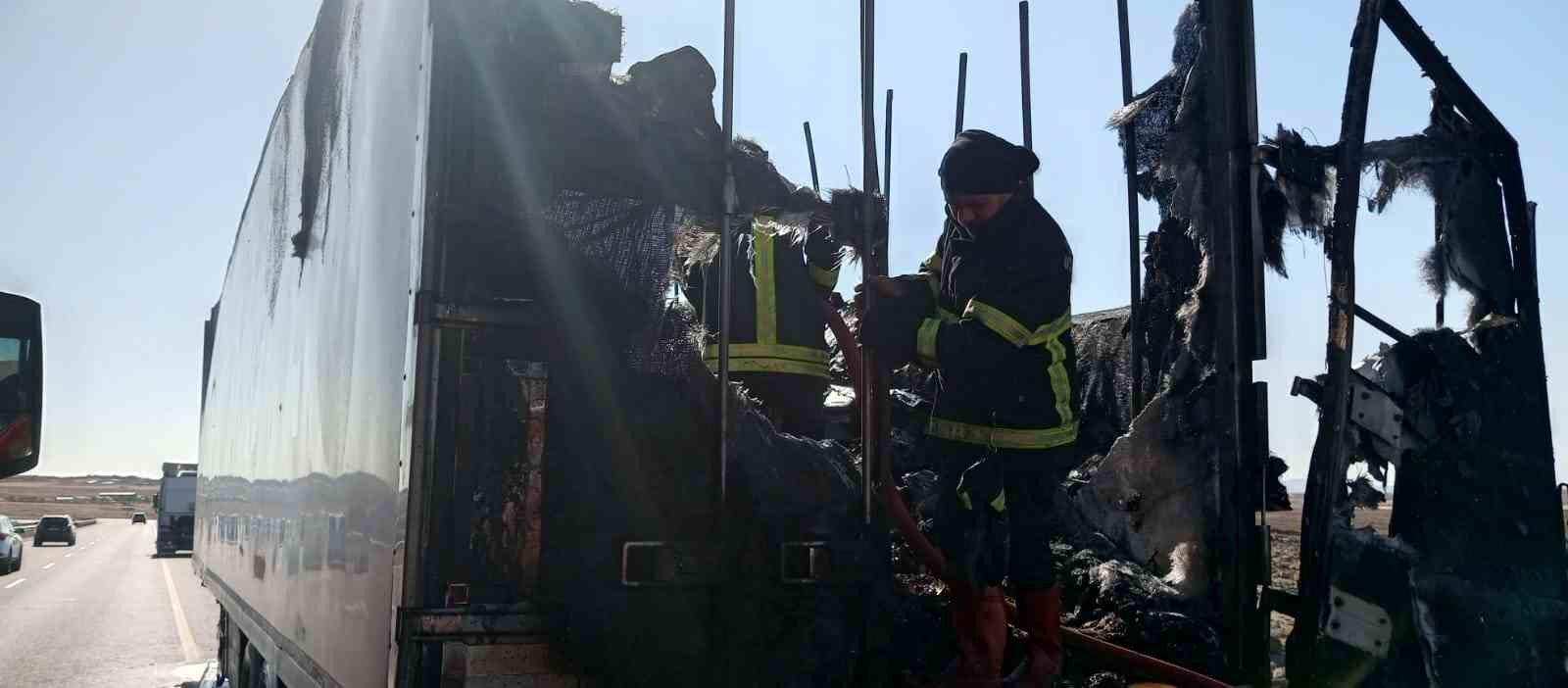 Siverek’te alev alan gıda yüklü tır, tamamen yandı