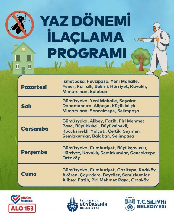 Silivri Belediyesi ilaçlama çalışmalarını sürdürüyor