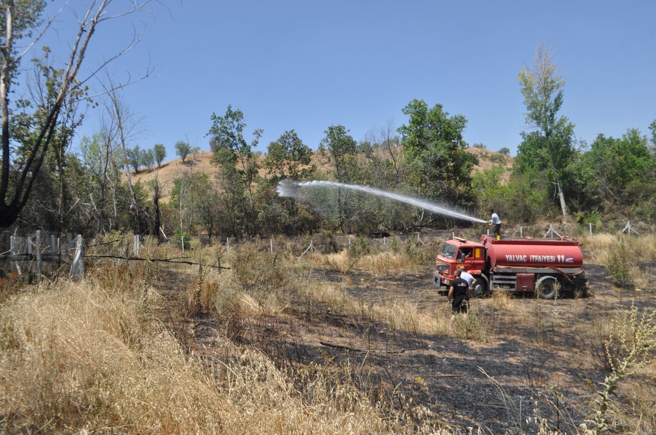 Hobi bahçesinde çıkan yangın 8 dönüm yulaf tarlasını küle çevirdi