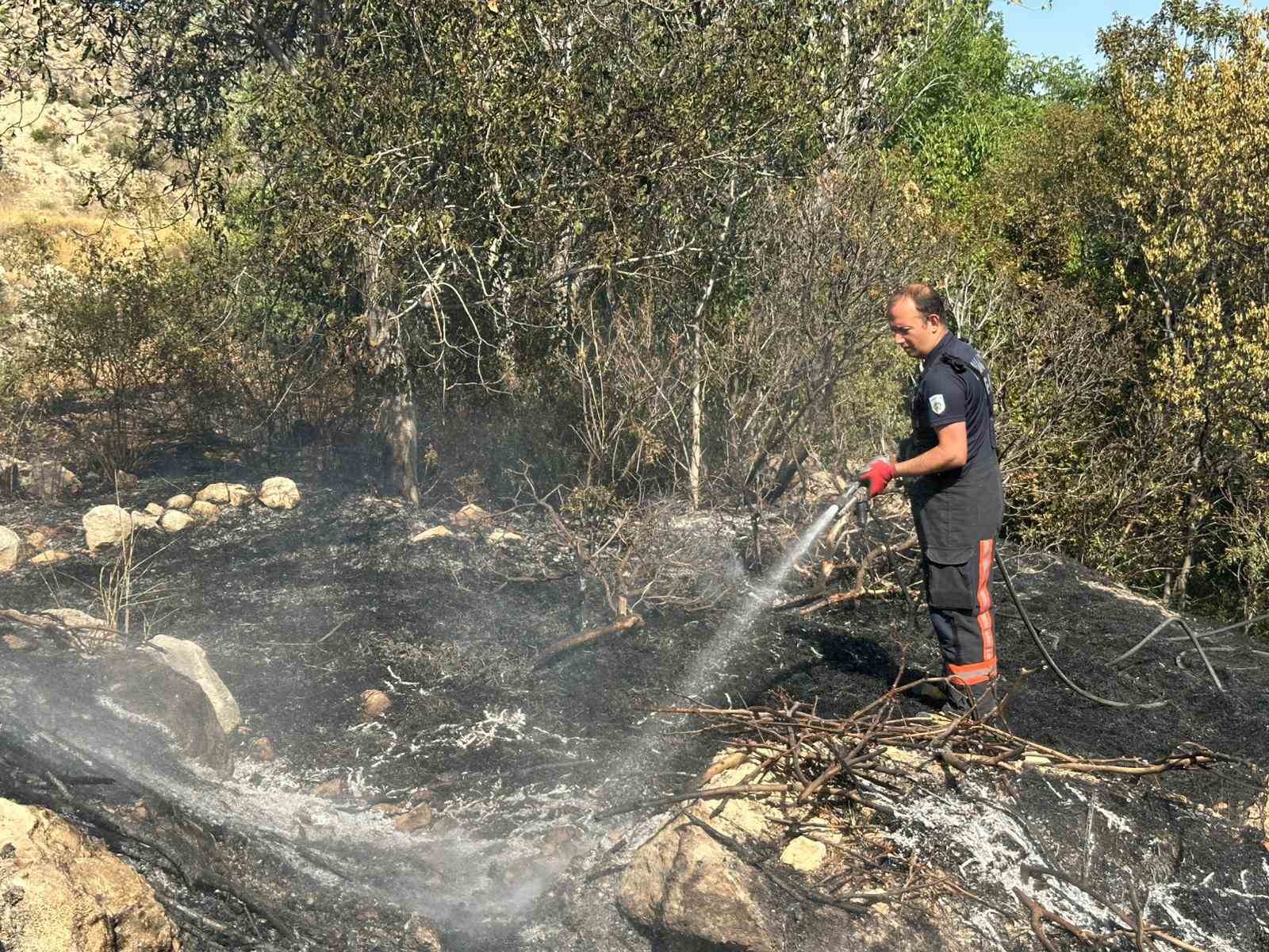 Darende’de bahçe yangını