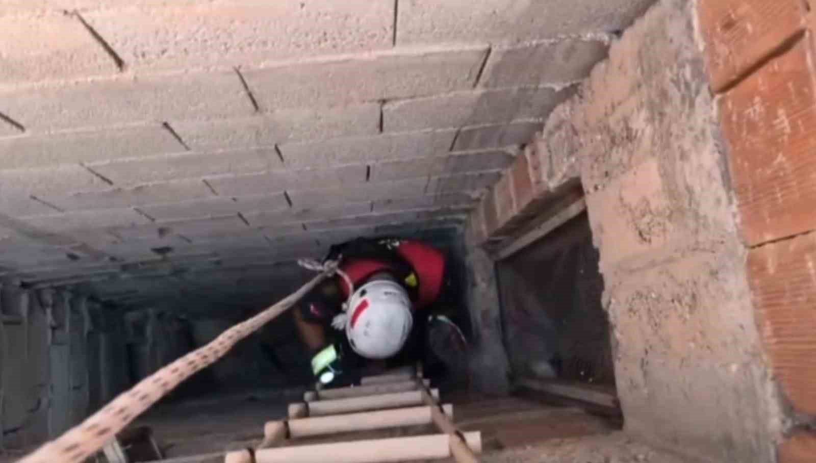 İtfaiyeden kedi kurtarma operasyonu