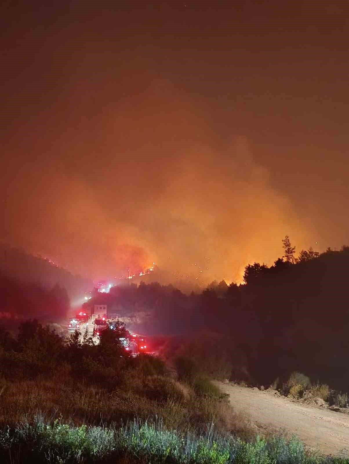 Suriye sınırında alevlerle mücadele gece de devam ediyor