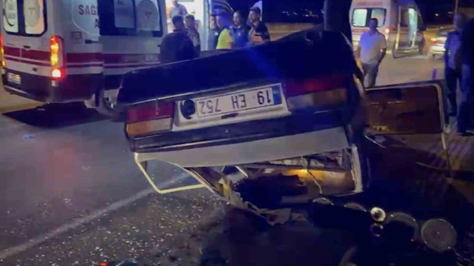 Tırın sıkıştırdığı otomobil takla attı: 1 yaralı
