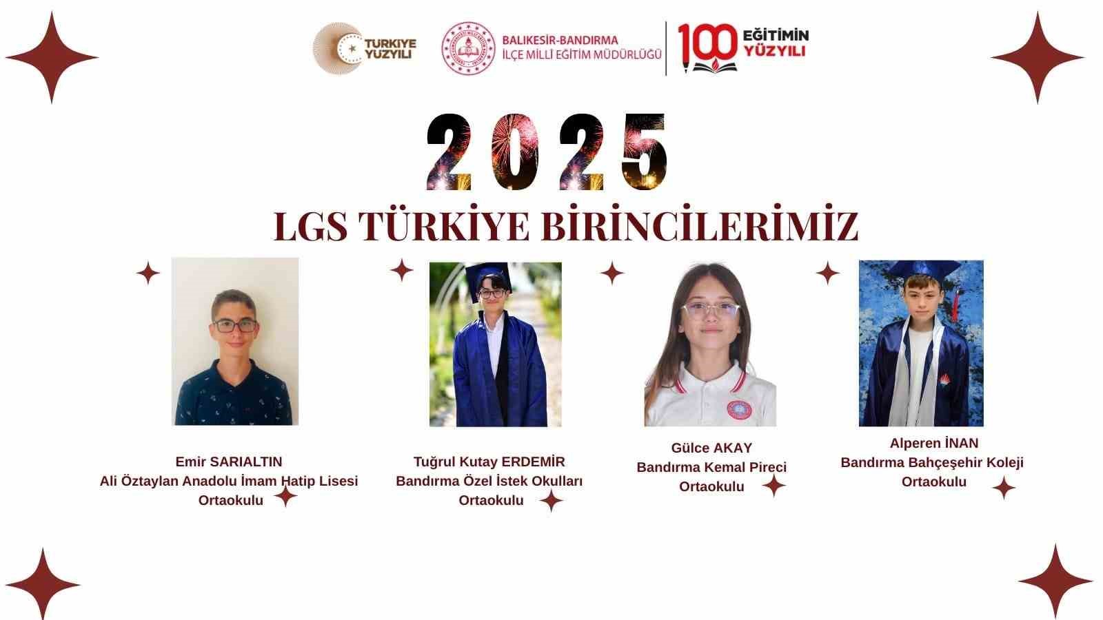 Bandırma&rsquo;dan LGS&rsquo;de b&uuml;y&uuml;k başarı
