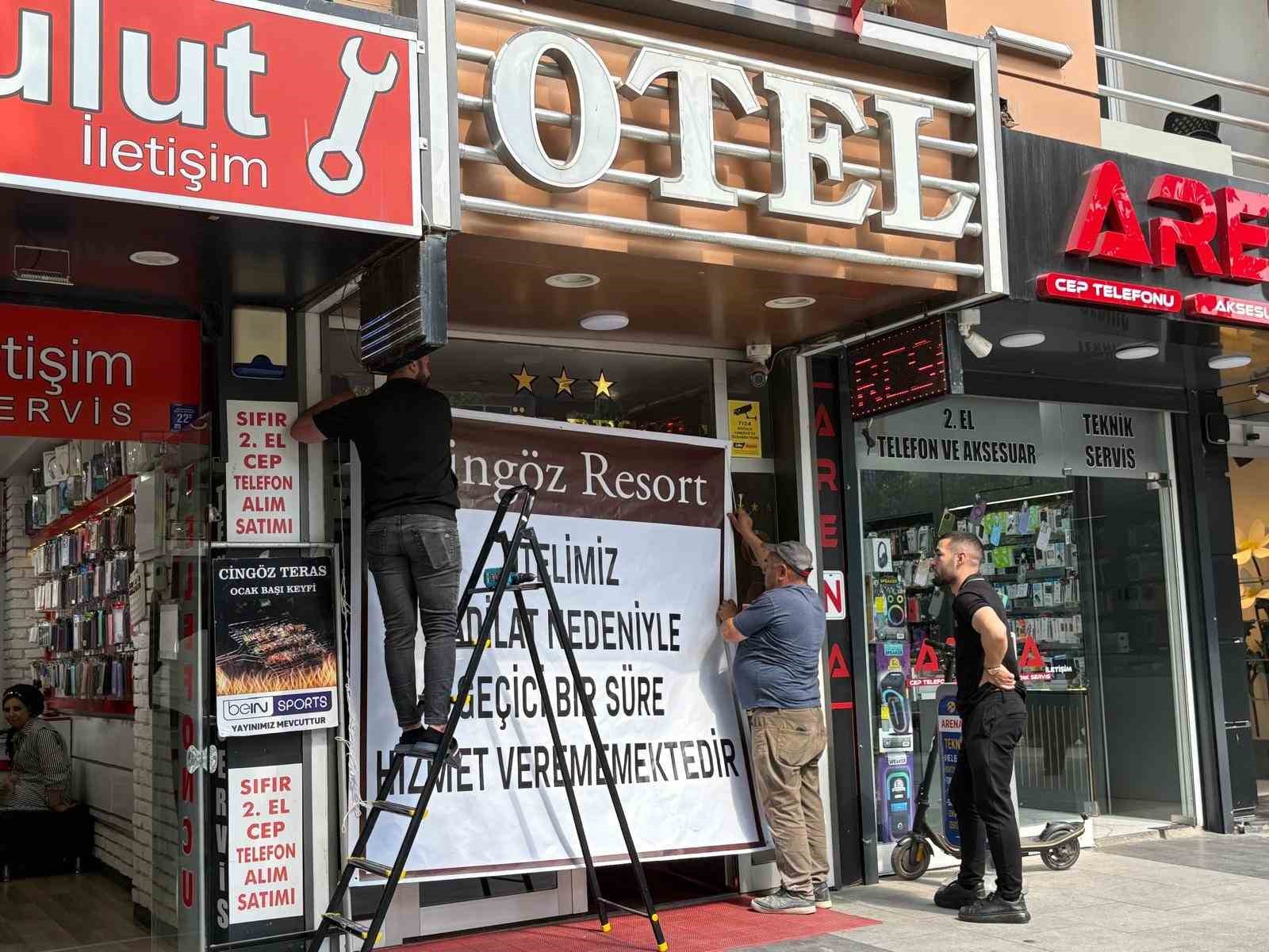 Esnaf Odası başkanının oteli m&uuml;h&uuml;rlendi
