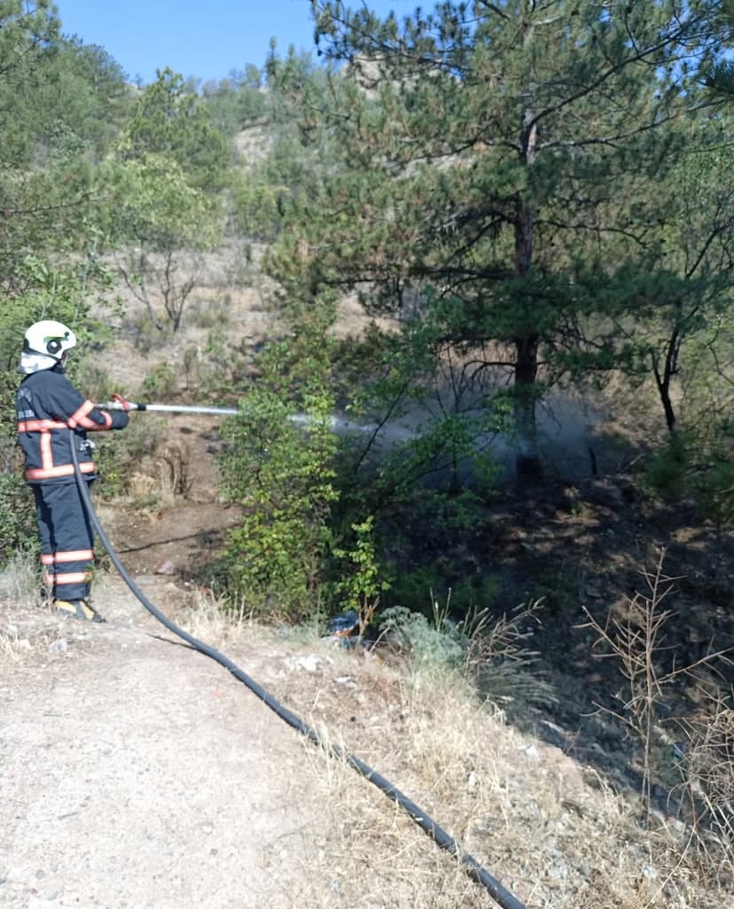 Çankırı’da çıkan ot yangını büyümeden söndürüldü