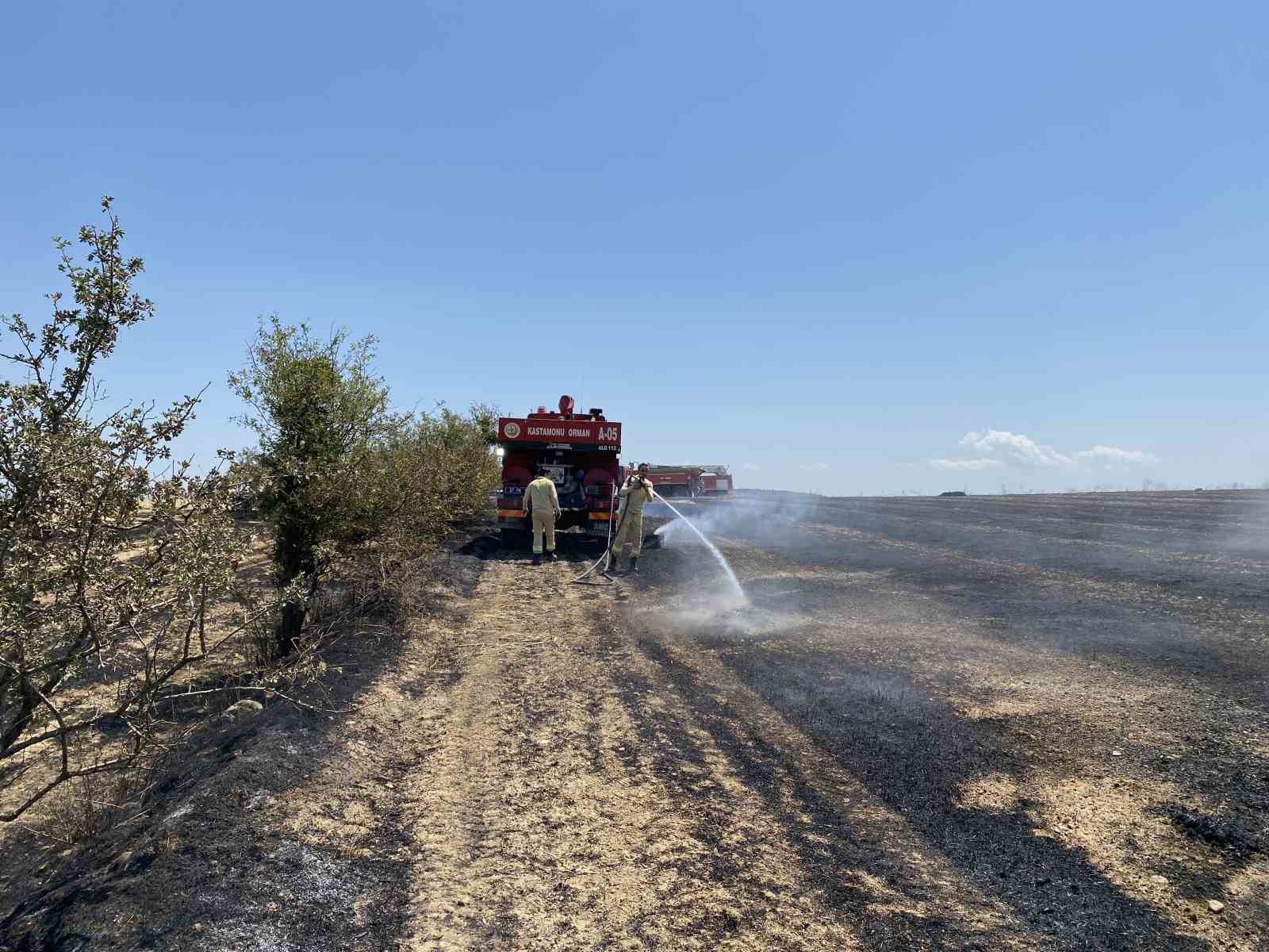 Balya makinesinden &ccedil;ıkan yangın 40 d&ouml;n&uuml;m tarım arazisini kule &ccedil;evirdi
