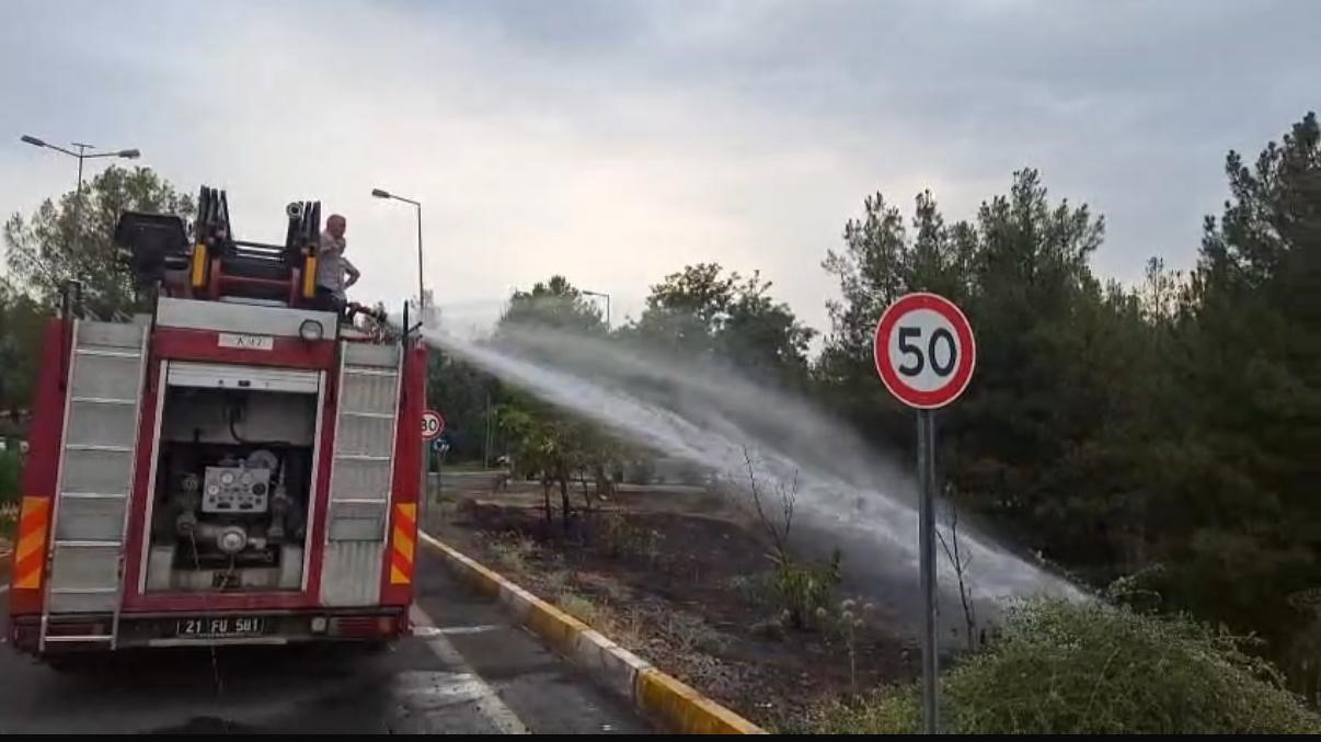 Dicle Üniversitesi’ndeki örtü yangını söndürüldü