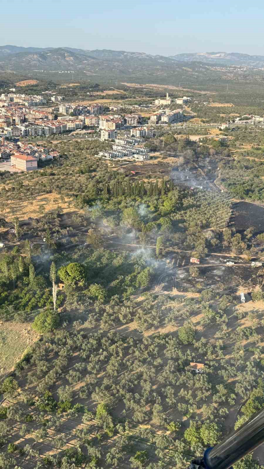 Edremit&rsquo;te tarım arazisinde &ccedil;ıkan yangın korkuttu
