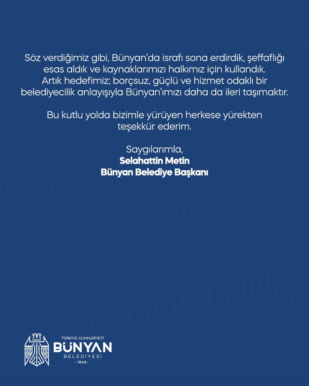 B&uuml;nyan Belediyesi bor&ccedil;suz hale geldi
