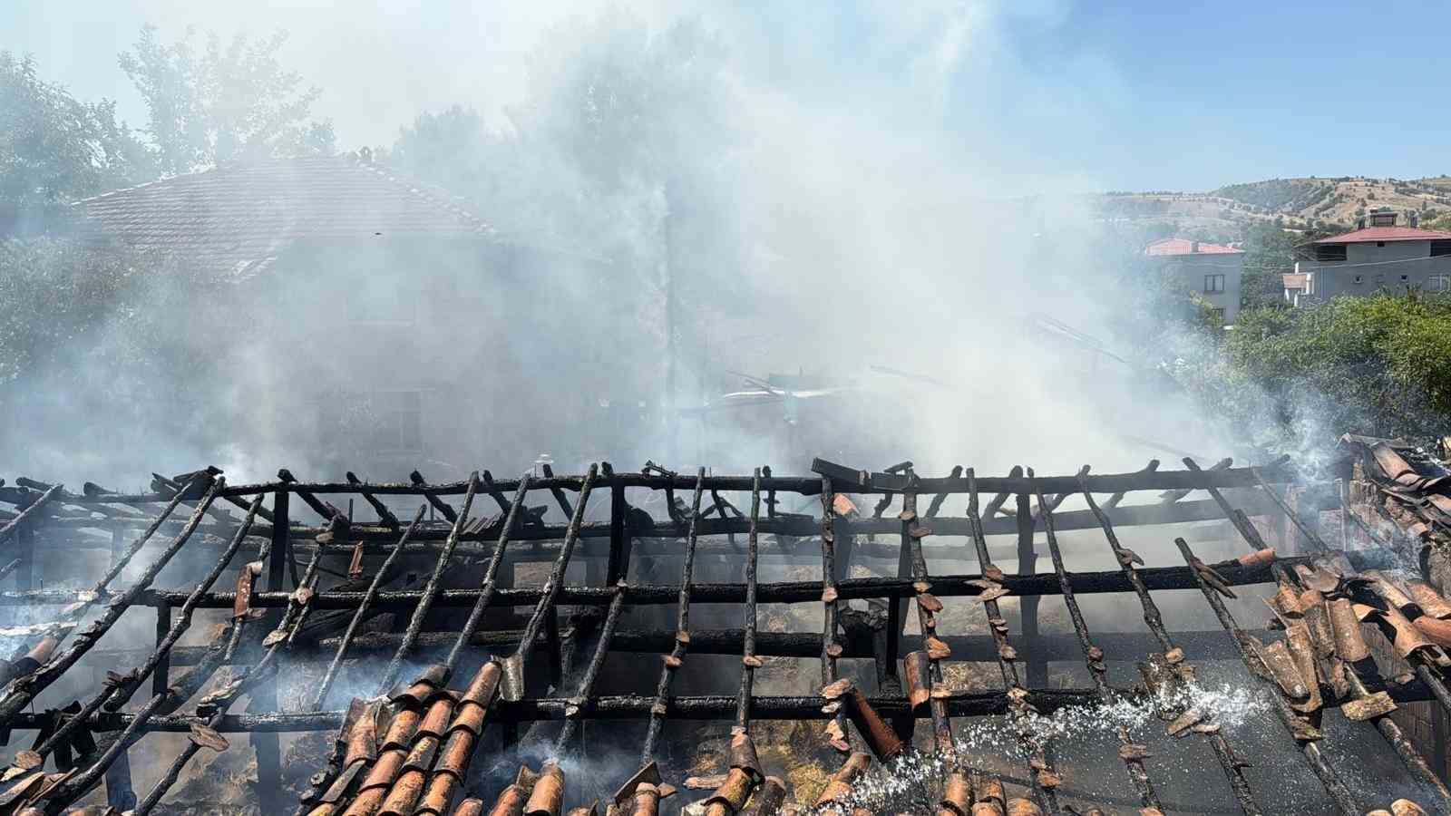 Yaprak pişirilirken çıkan yangın ahıra sıçradı, 7 büyükbaş hayvan telef oldu