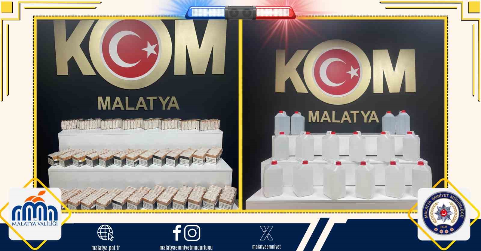 Malatya’da kaçak makaron ve etil alkol ele geçirildi