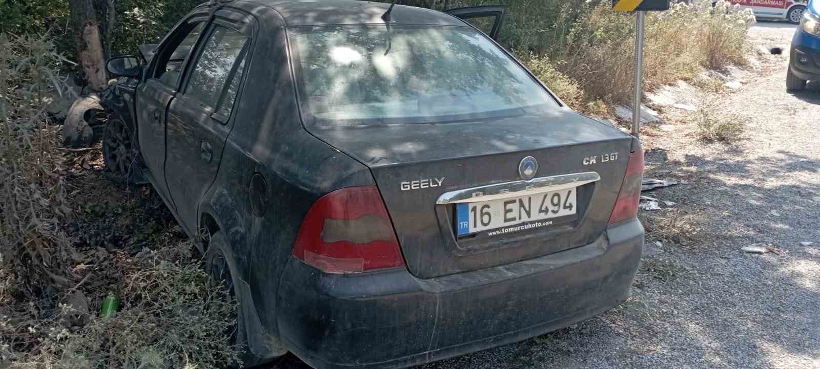 Ağaca çarpan otomobildeki 2 kişi yaralandı