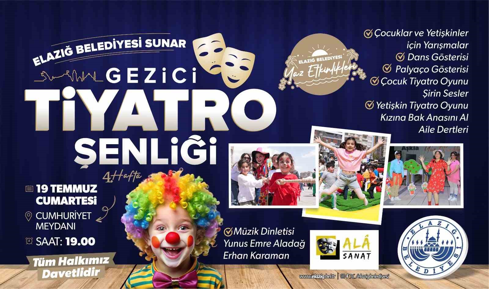 Elazığ’da gezici tiyatro şenliği gösterileri ve kadın kürsübaşı konseri düzenlenecek