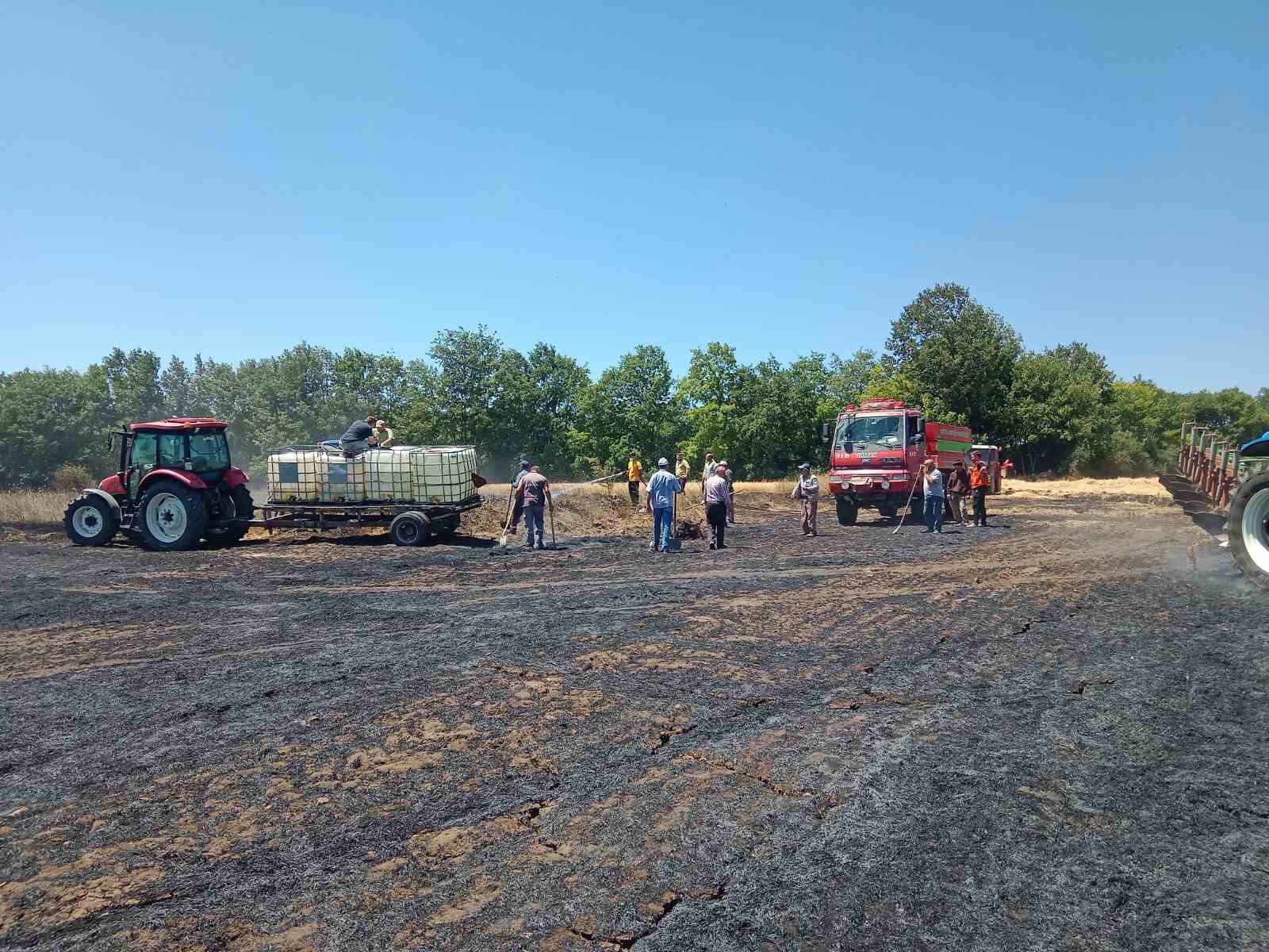 Buğday tarlasında çıkan yangında 10 dönümlük alan zarar gördü