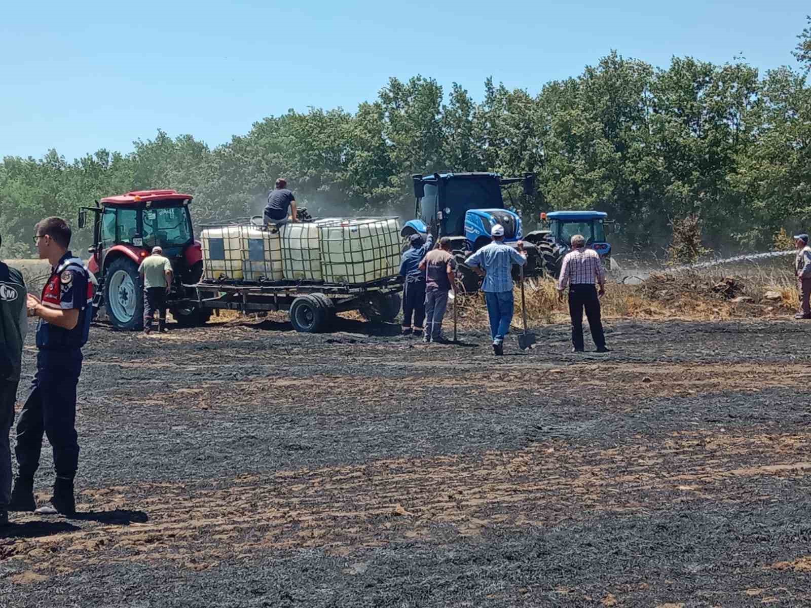 Buğday tarlasında çıkan yangında 10 dönümlük alan zarar gördü