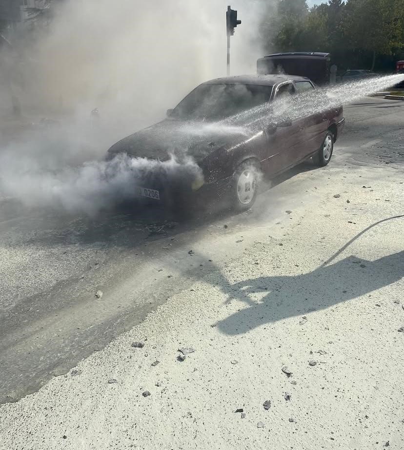 Çankırı’da seyir halindeki otomobil yandı