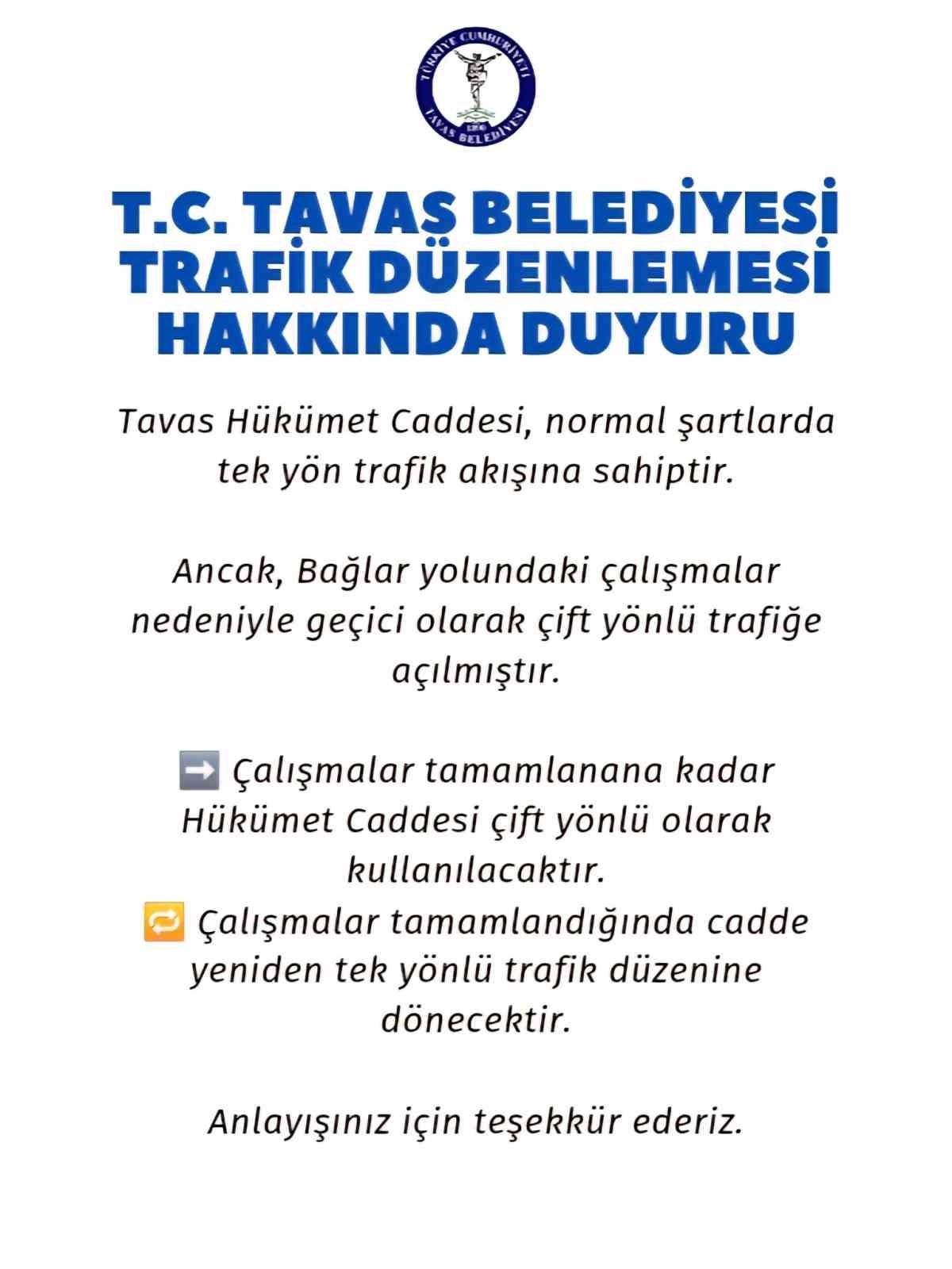 Tavas’ta yol çalışması dolayısıyla yol güzergahları değişti