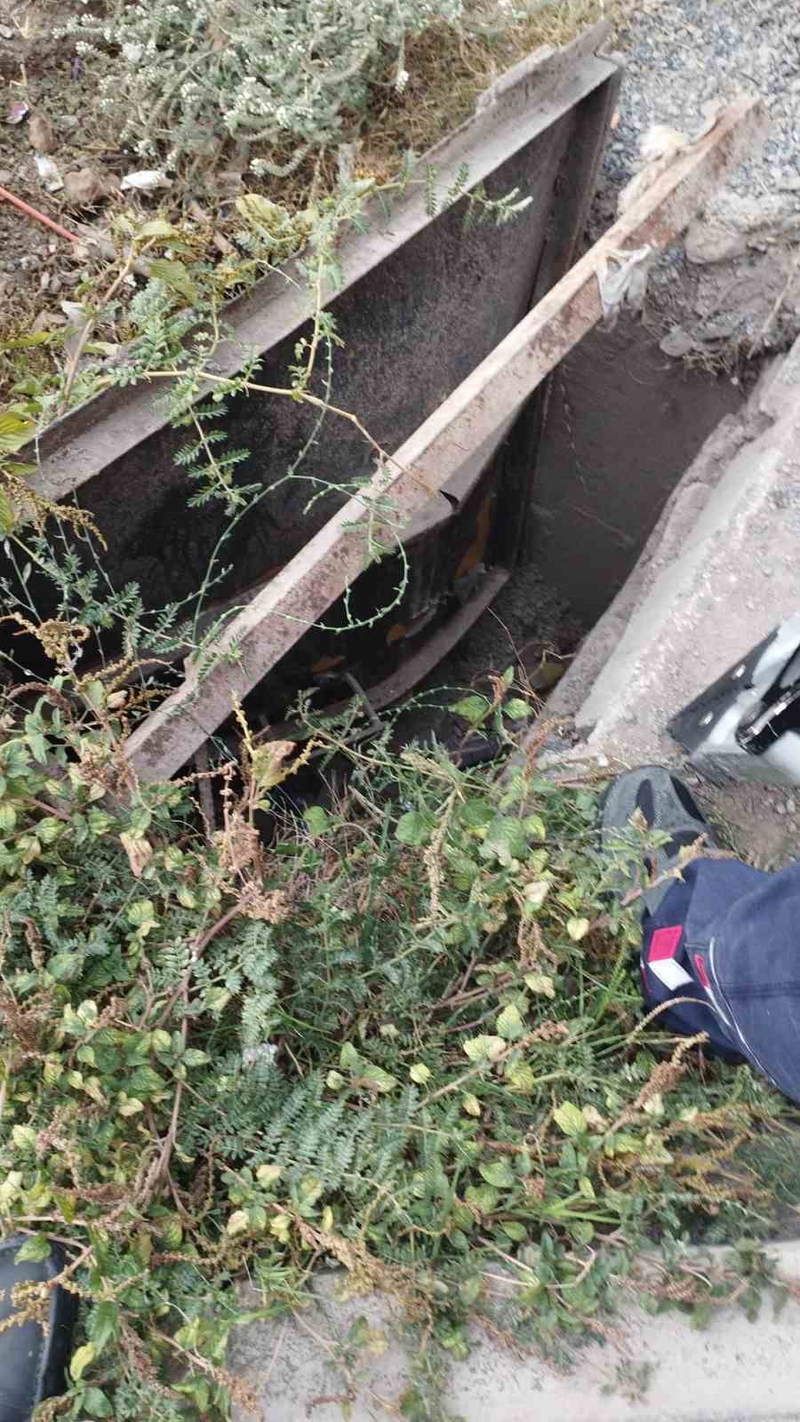 Rögara düşen yavru kediyi itfaiye ekipleri kurtardı