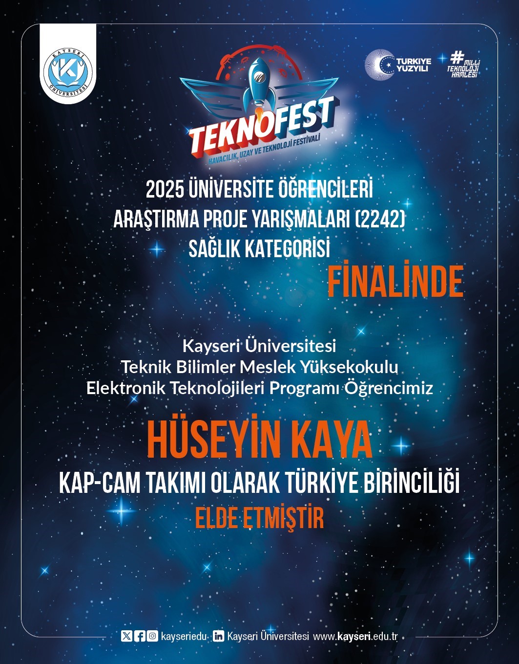 TEKNOFEST 2025 Sağlık Kategorisi Türkiye Birinciliği Kayseri Üniversitesi’nden