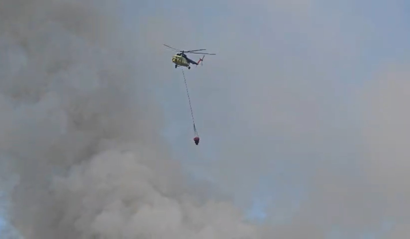 Seyitgazi’de yangına havadan müdahale