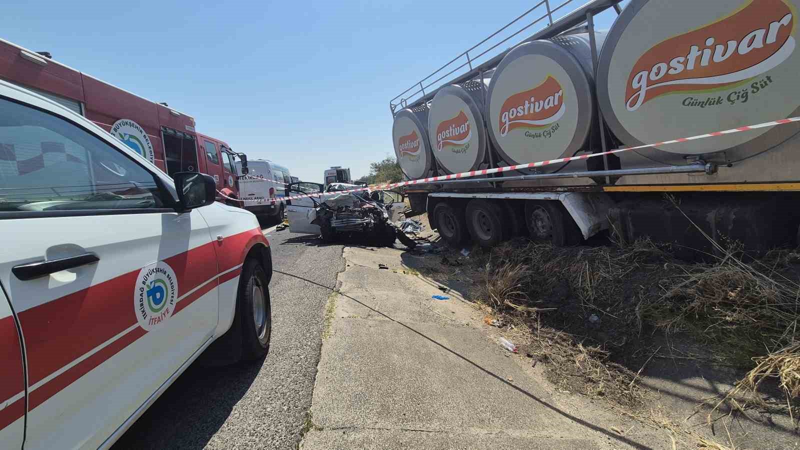 Tekirdağ&rsquo;da korkun&ccedil; kazada otomobildeki 4 kişi &ouml;ld&uuml;
