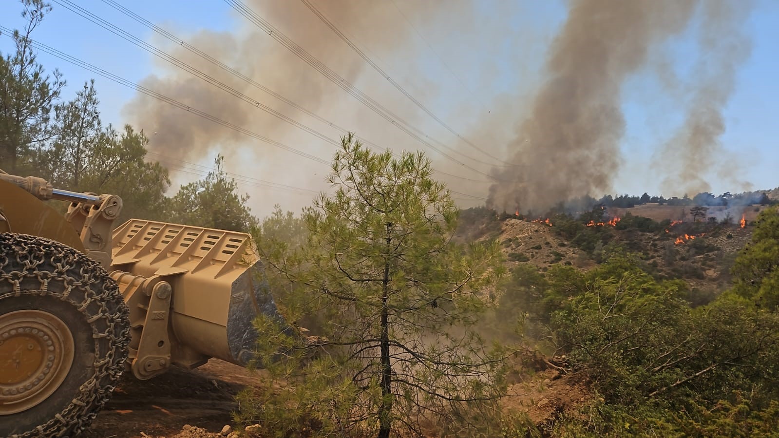 Denizli’de makilik alanda çıkan orman yangınına müdahale ediliyor