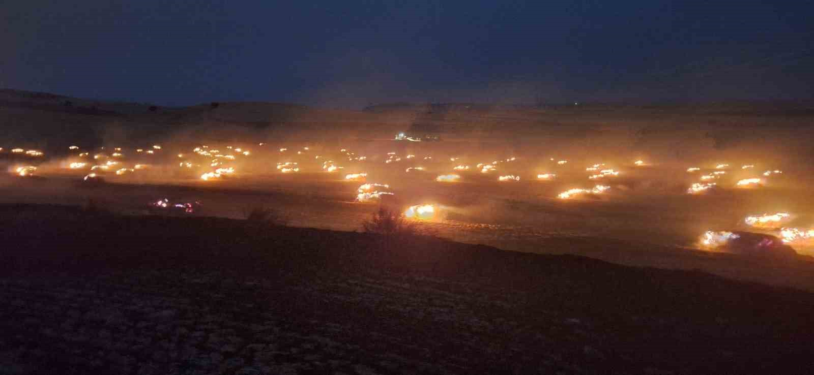 Elektrik direğinden çıkan kıvılcım 50 dönüm araziyi yaktı