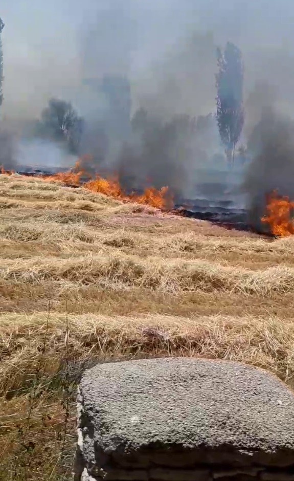 Beyşehir’de korkutan anız yangını, evlere sıçramadan söndürüldü