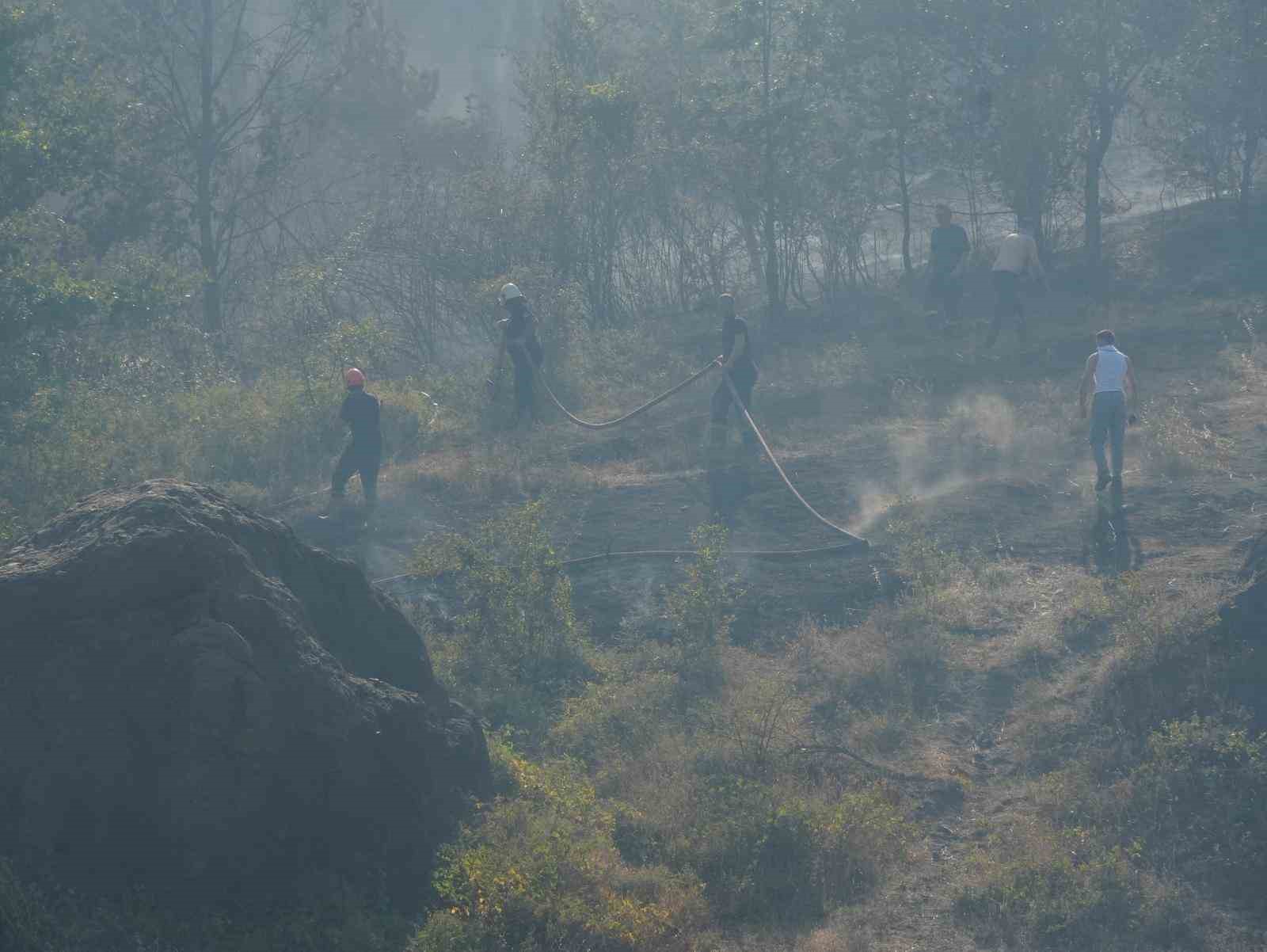 Düzce-Sakarya sınırındaki yangına havadan ve karadan müdahale sürüyor