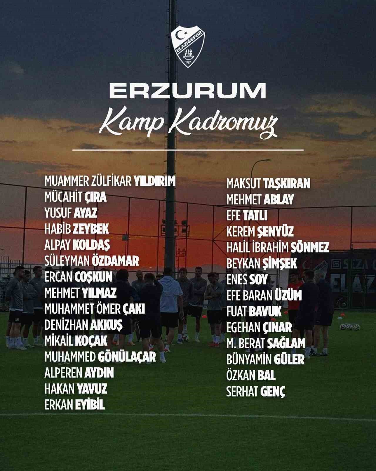 Elazığspor’da Erzurum kampı 29 futbolcu ile başladı
