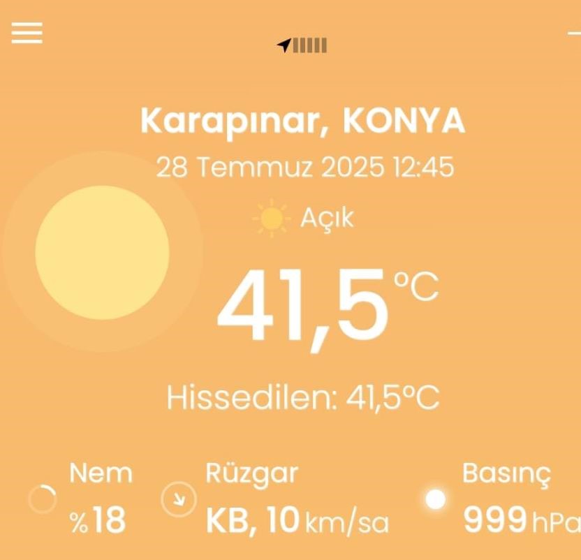 Karapınar’da termometreler 41.5 dereceyi gösterdi