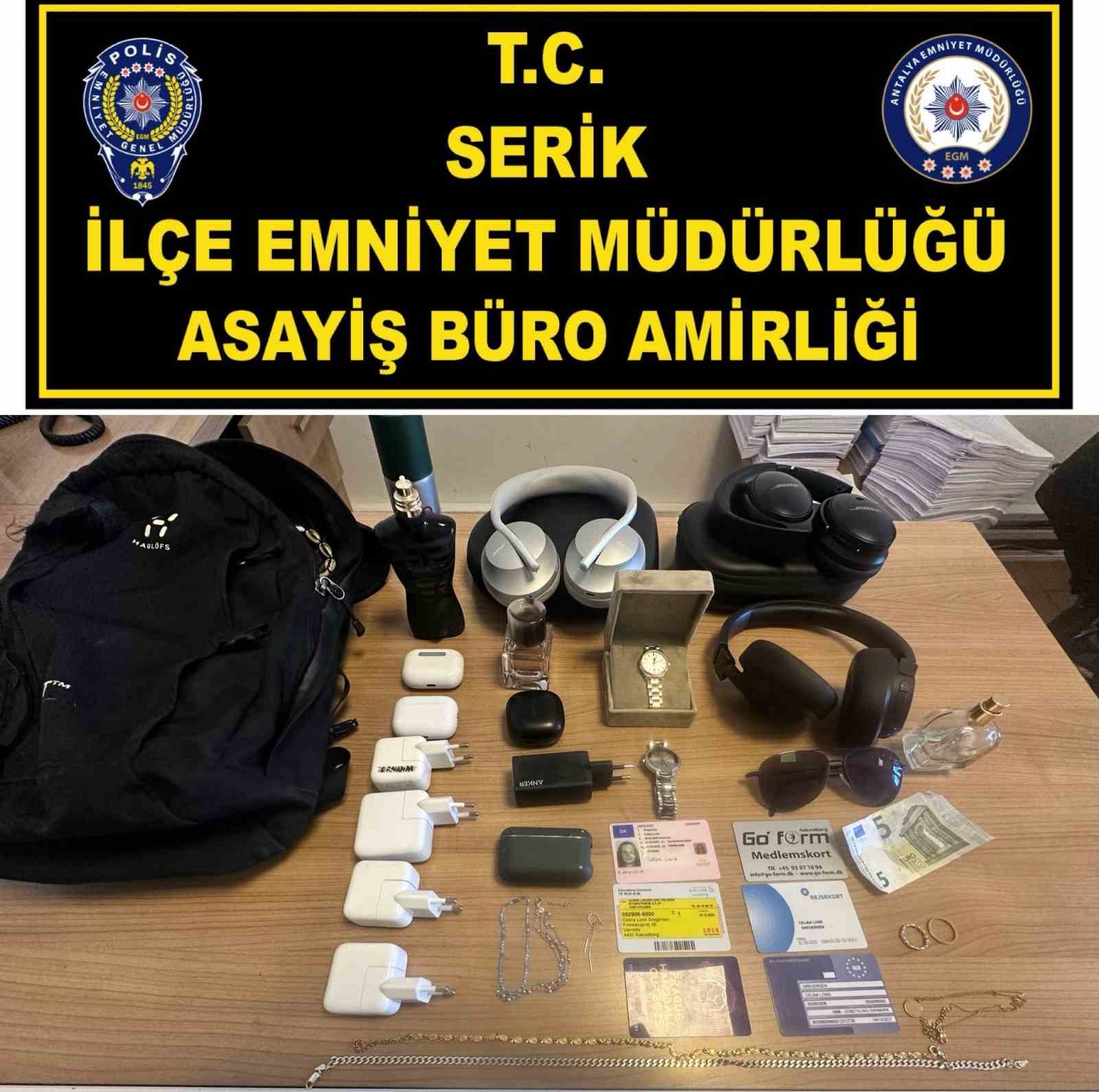 Villadan hırsızlık yapan şüpheli, çalıntı eşyalarla birlikte Alanya’da yakalandı