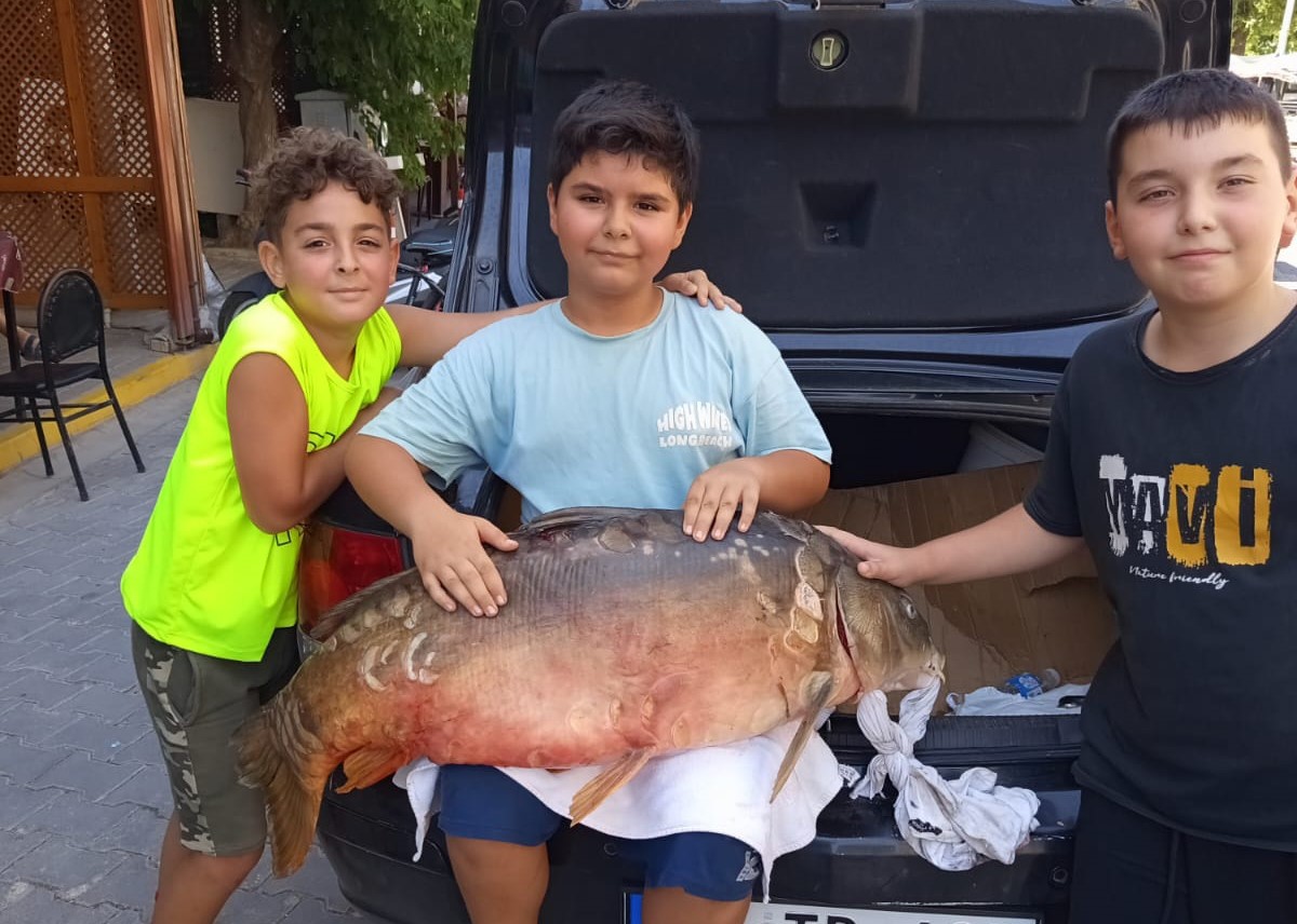 Tekirdağ’da amatör balıkçı 38 kiloluk sazan yakaladı