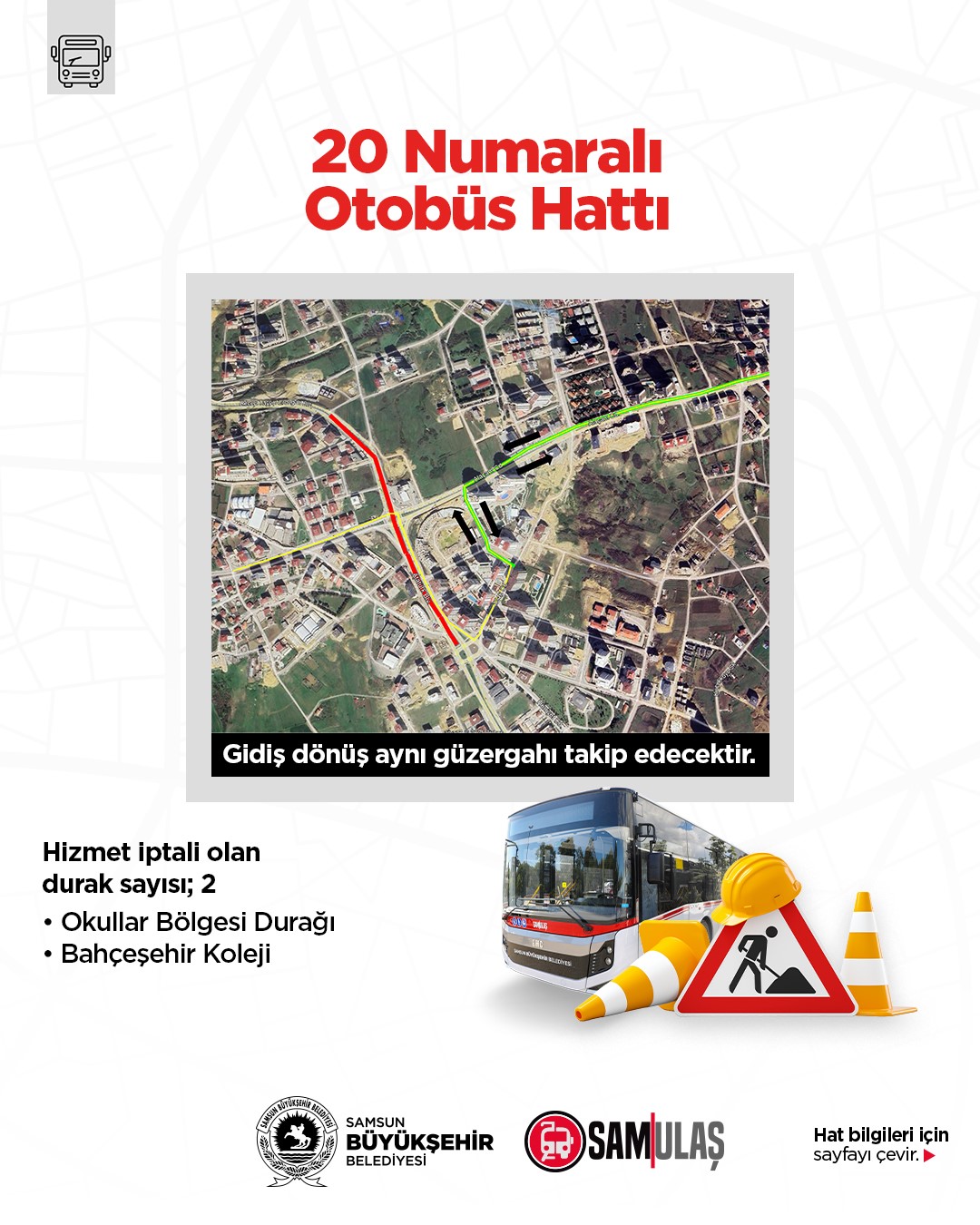 Samsun B&uuml;y&uuml;kşehir, g&uuml;zergahı değişen otob&uuml;s hatlarını a&ccedil;ıkladı
