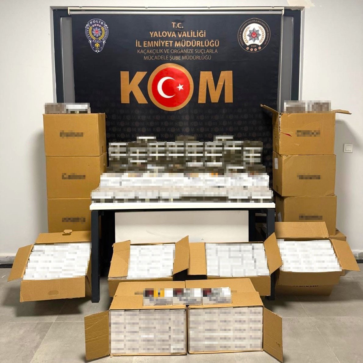 Yalova’da 150 bin adet dolu makaron ele geçirildi