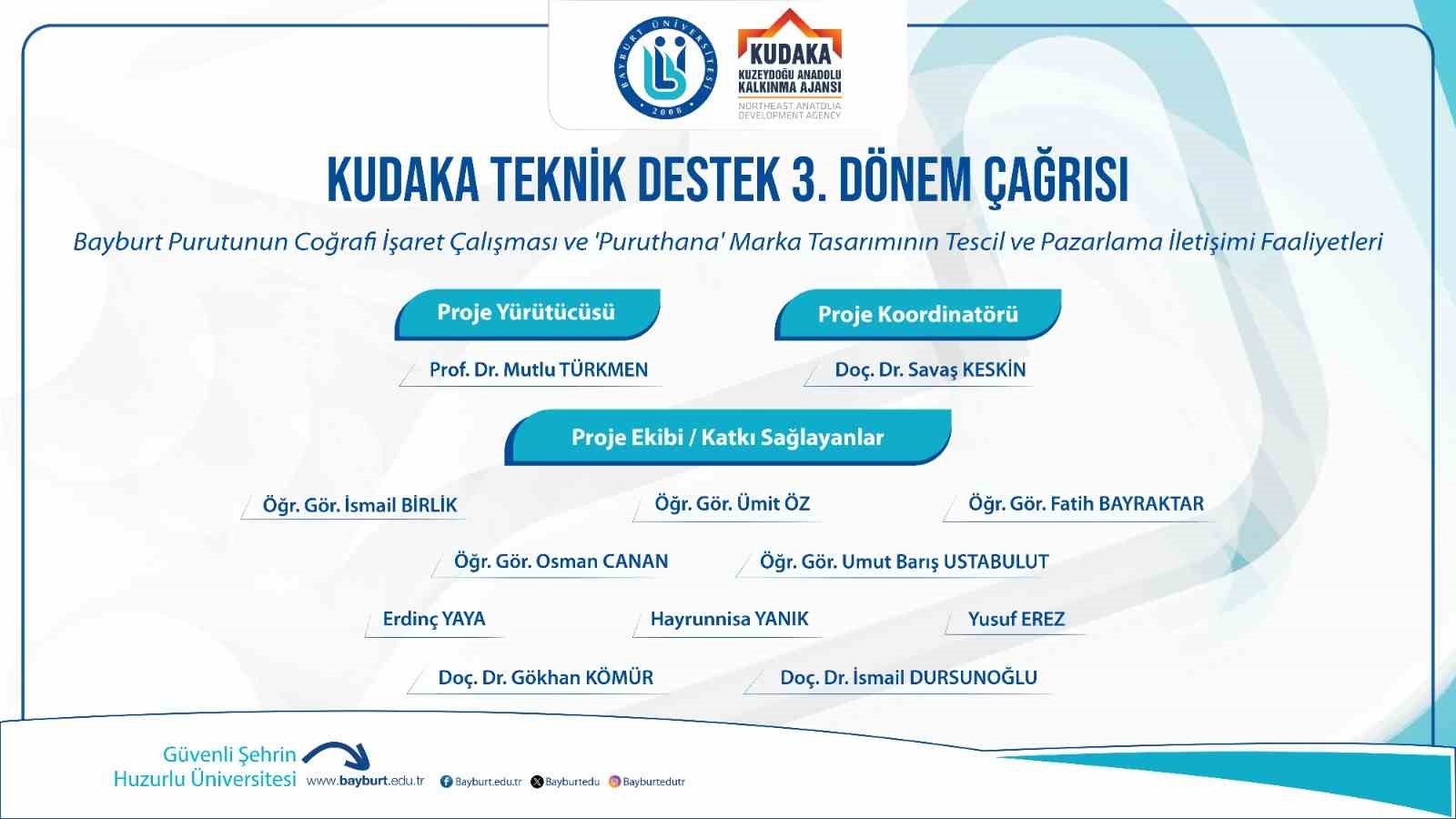 Bayburt Üniversitesi’nin Purut için başlattığı Coğrafi İşaret Projesine KUDAKA’dan destek