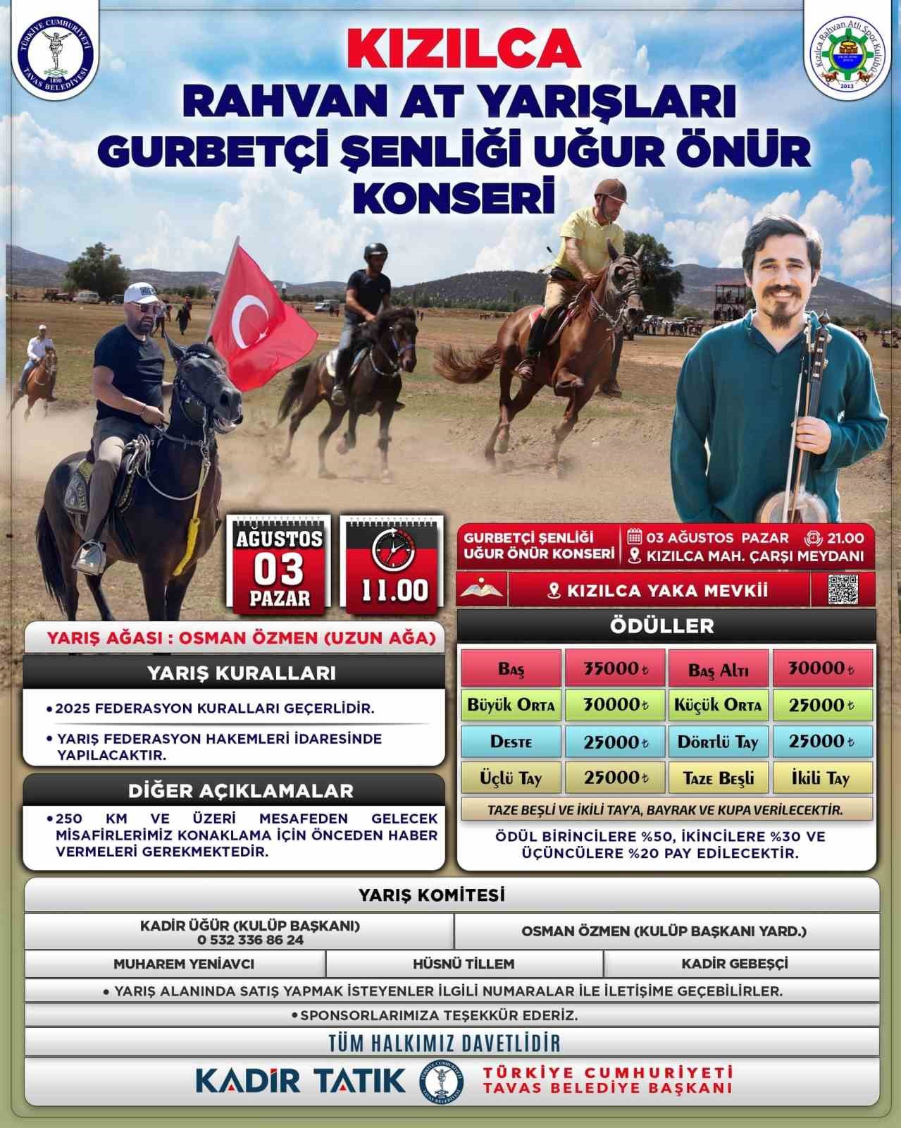 Tavas Rahvan At Yarışı ve Gurbetçi Festivaline sayılı günler kaldı