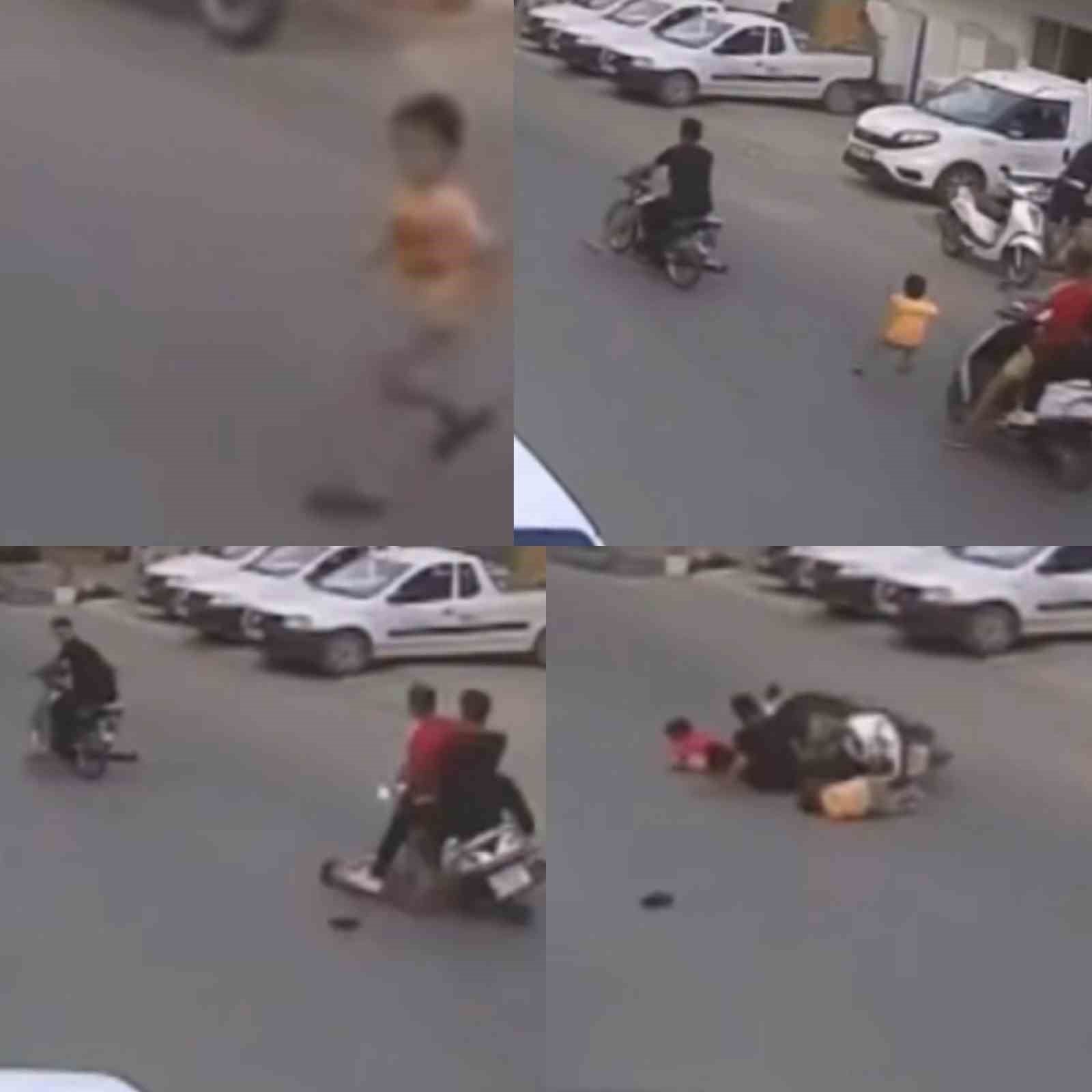 Mersin’de yola fırlayan çocuğa motosikletler çarptı