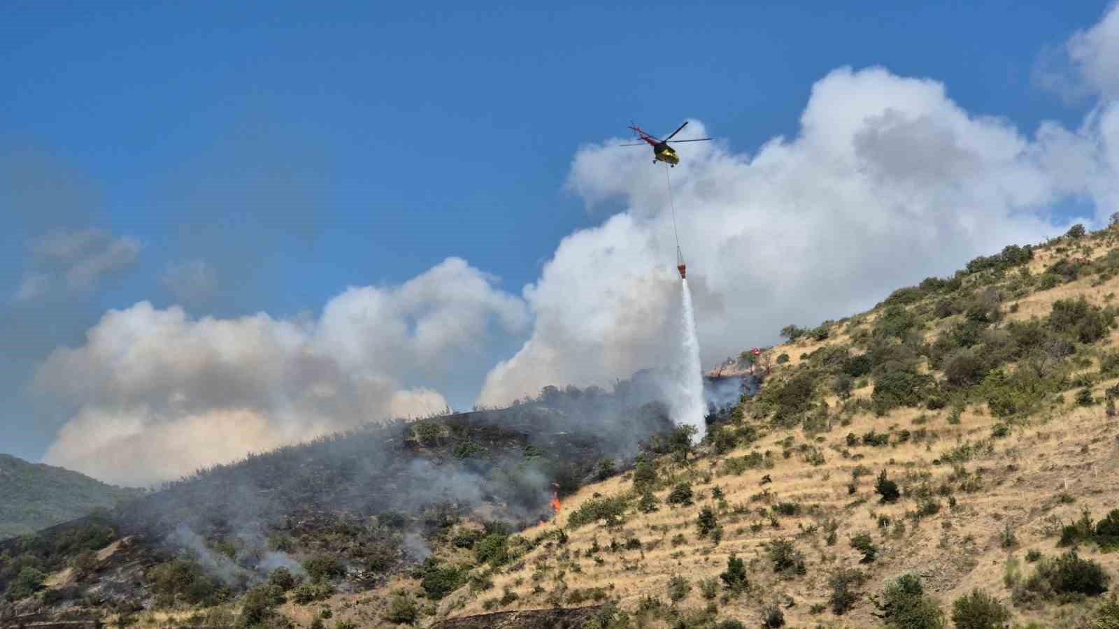 Tekirdağ Şark&ouml;y&rsquo;de makilik alanda &ccedil;ıkan yangına m&uuml;dahale ediliyor
