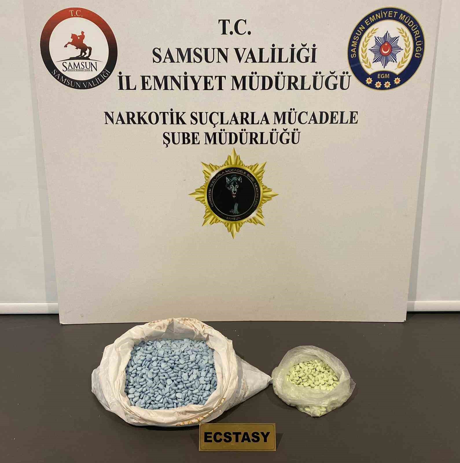 Samsun&rsquo;da 5 bin 144 adet ecstasy hap ele ge&ccedil;irildi

