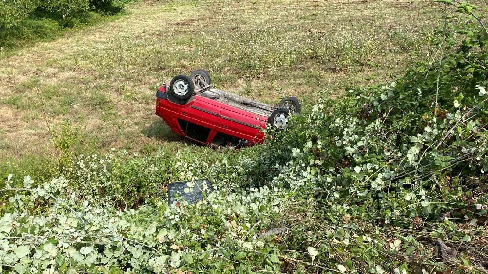 Kontrolden çıkan otomobil bahçeye uçtu: 1 yaralı