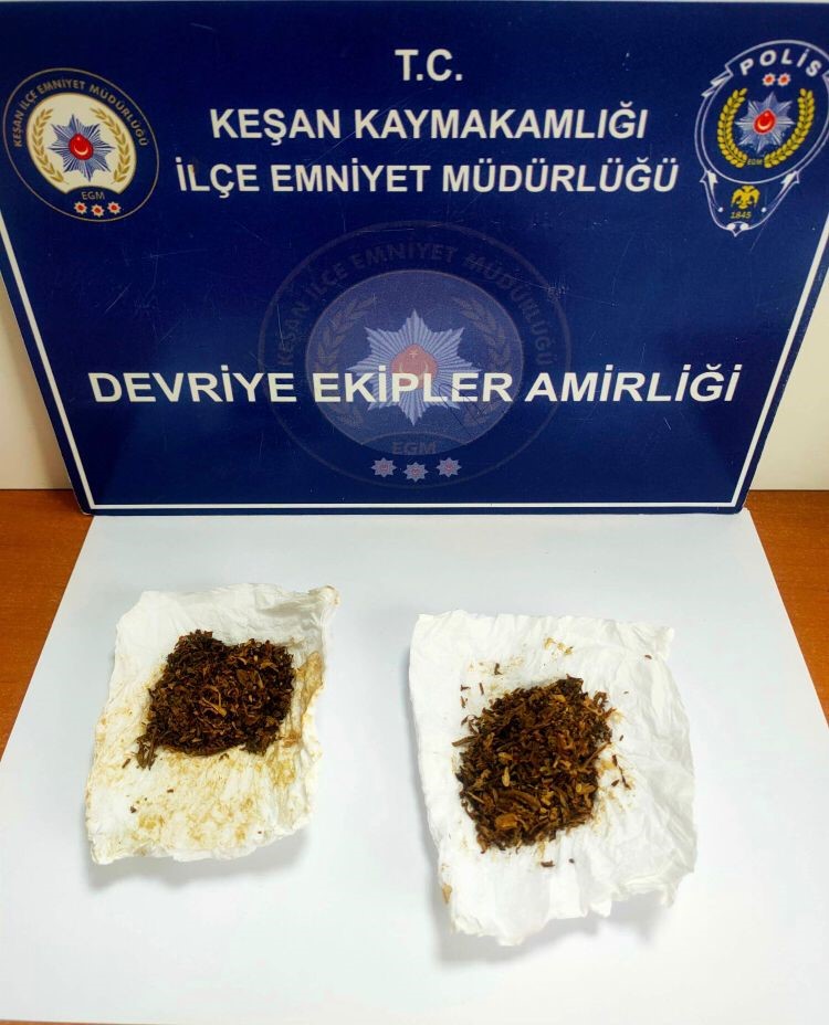 Keşan’da polisin durdurduğu şüpheliden uyuşturucu ele geçirildi