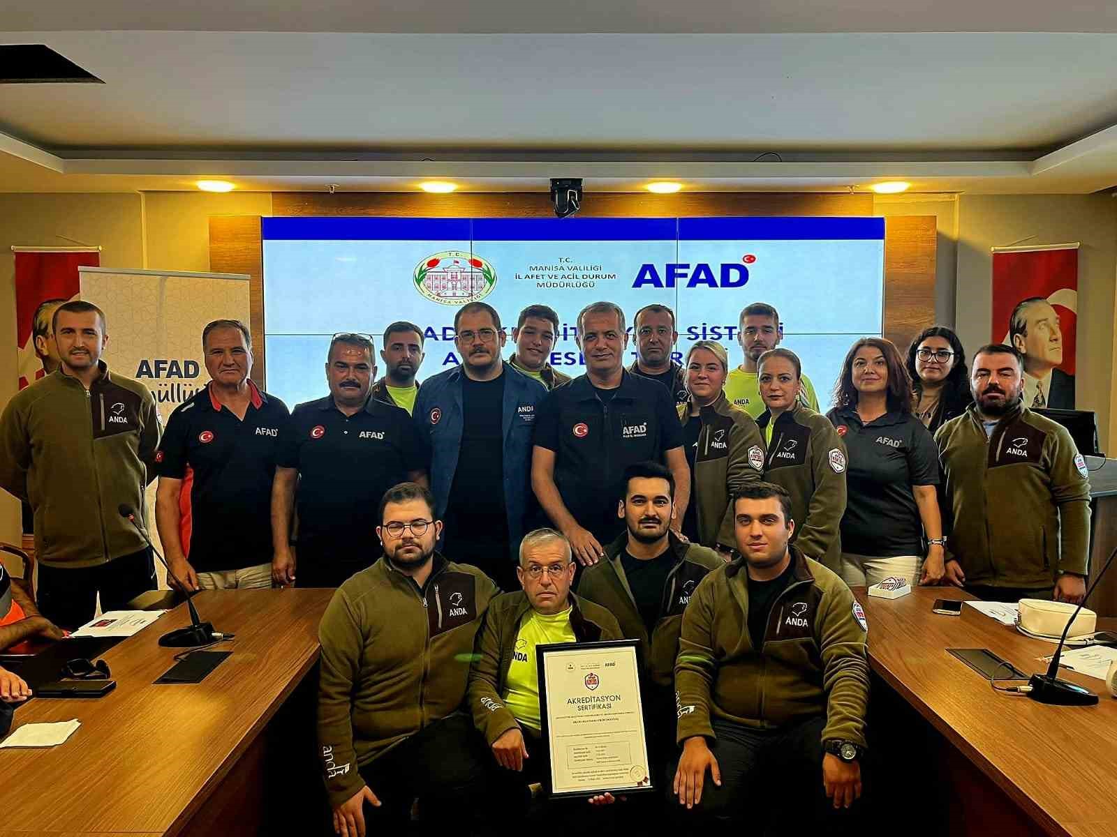 Manisa ANDA Arama Kurtarma Derneği akreditasyon belgesini aldı