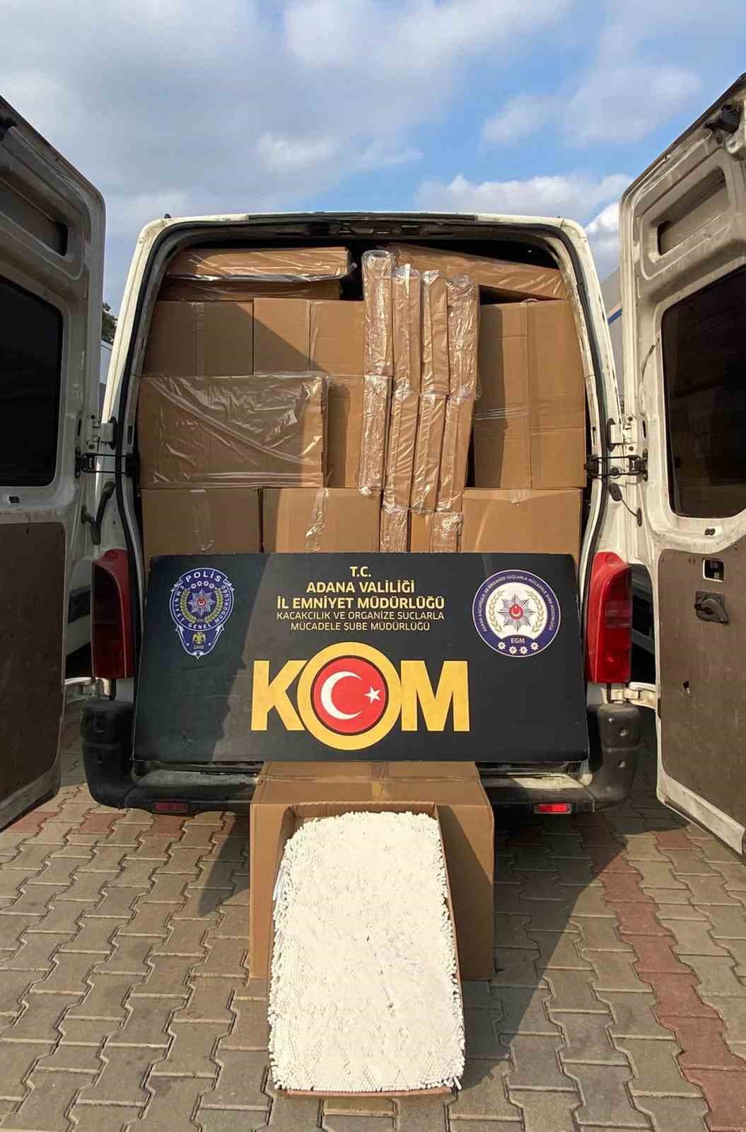 Adana’da 17 milyonluk kaçak doldurulmuş sigara ele geçirildi