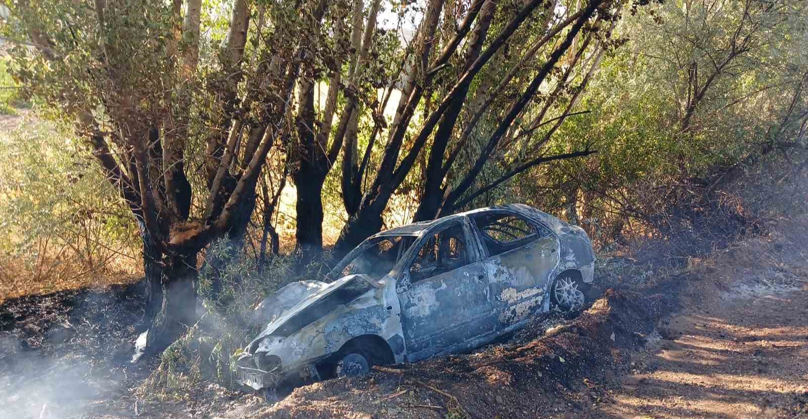 Ankara’da ağaca çarpan otomobil alev aldı: Sürücünün burnu bile kanamadı